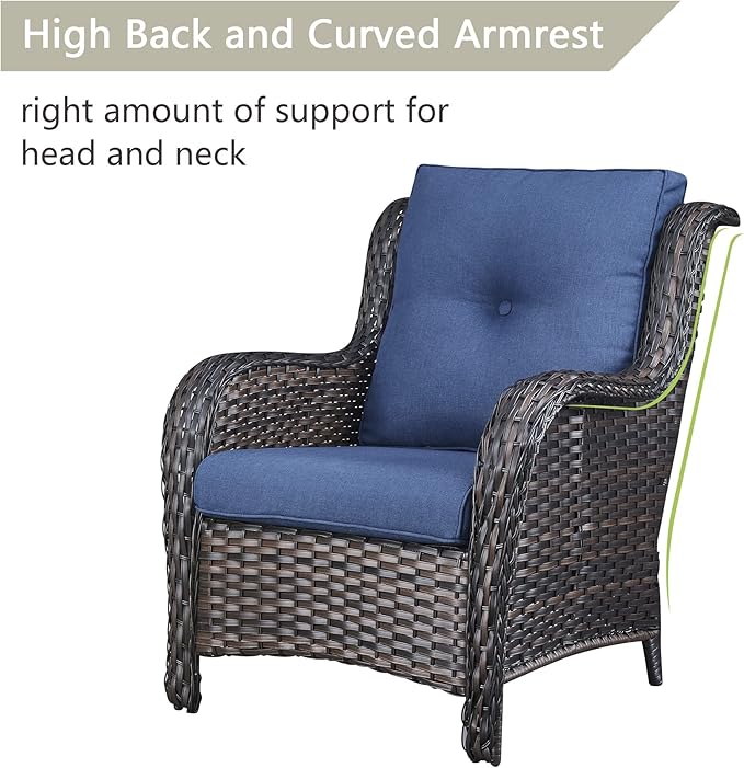 Rilyson Patio Bistro Set Wicker Chairs - 3 Piece Outdoor Rattan Conversation Set with 2 Armrest Chair and 1 Side Table - Photo 4