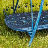 Zaer Ltd. Vintage Style Metal Patio Furniture with Heart Design Accents, Outdoor/Indoor Decor (Vintage Blue - Photo 4