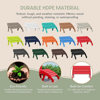 WestinTrends Dylan Outdoor Patio HDPE Adirondack Ottoman Footrest, Red