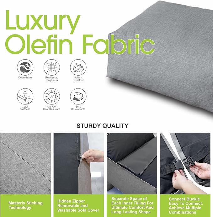 Dineli Modern Ottoman Chair Coffee Table Outdoor Furniture Patio Couch Side Table Creating a Unique Patio Garden Modular Contemporary Sofa (Dark Gray)