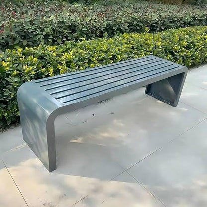 Metal Garden Bench, 100/120/150/180 Cm Outdoor Benches Weatherproof 2-5 Person, Patio Benches for Outdoors Cast Iron Metal Frame, Patio Lawn Porch Bench Seat Backless(Gray,100 cm/39.37 in)