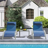 Outdoor Chaise Lounge Set of 2, Aluminum Patio Outdoor Lounge Chair for Beach Pool Sunbathing - Photo 3