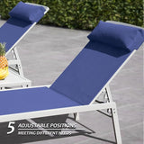 Domi Patio Chaise Lounge Set of 2 with Side Table, Aluminum Adjustable Pool Lounge Chairs - Photo 4