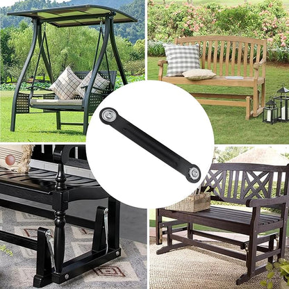 Glider Bearing Arm Bracket Replacement, 4Pcs Balck, 9.9 Inch Length & 7.5 Inch Hole Center, Hardware Rocker Parts for Patio Glider, Garden Bench, and Chair Repair