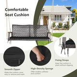 RELAX4LIFE 2-Seater Outdoor Porch Swing - PE Wicker Porch Loveseat Swing with 118” Hanging Ropes - Photo 3