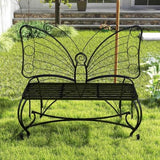 Outdoor Bench Terrace Seat, Butterfly Shape Metal Garden Bench, Park Bench Outdoor Seat, Multifunctional Chair - Photo 3
