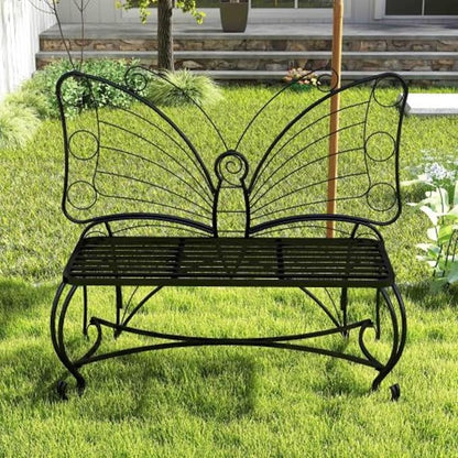 Outdoor Bench Terrace Seat, Butterfly Shape Metal Garden Bench, Park Bench Outdoor Seat, Multifunctional Chair, Suitable for Garden, Courtyard, Park, Entrance