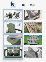 KINGYES Folding Adirondack Chair Set of 2, HDPE All-Weather Patio Chairs with Cup Holder - Photo 9