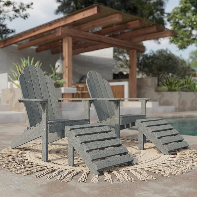 Wildridge Classic Footrest, Dark Gray - Outdoor Weather Resistant HDPE Ottoman for Adirondack Chair