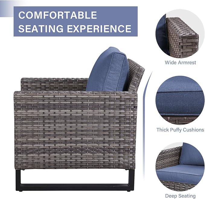 Rilyson Wicker Outdoor Patio Chairs Set - 3 Piece Rattan Patio Furniture Bistro Chairs Set with Waterproof Wicker - Photo 3
