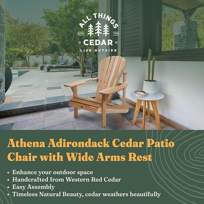 All Things Cedar Patio Chair, Athena Adirondack Outdoor Seat with Wide Arm Rest