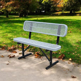 4 Ft Metal Park Bench for Outside, All-Weather Thermoplastic Coating Outdoor Bench with Backrest - Photo 6