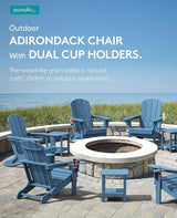 SERWALL Folding Adirondack Chairs with Cushions - Set of 4, Memory Foam Cushions - Blue/Gray - Photo 10