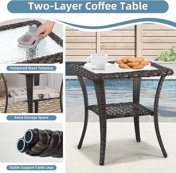 Outdoor Chaise Lounge Chair with Side Table, All Weather PE Rattan Patio Lounge Chair with Cushion - Photo 5