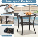 Outdoor Chaise Lounge Chair with Side Table, All Weather PE Rattan Patio Lounge Chair with Cushion - Photo 5