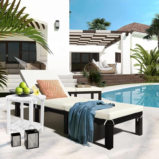 Adirondack Round Outdoor Side Table 2-Tier Storage Patio Side Table - Photo 6