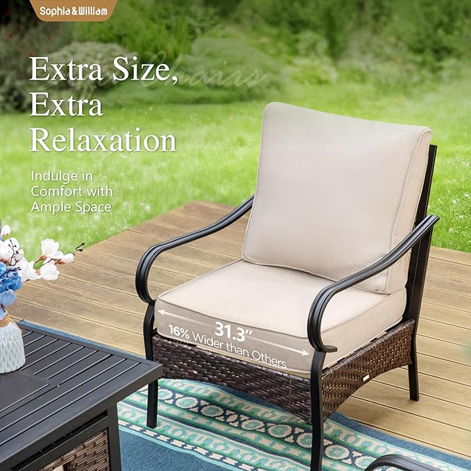 Sophia & William Patio Furniture Set, Outdoor Metal Conversation Set 9 Seats with 3-Seater Sofa, 2 Fix Chairs - Photo 6