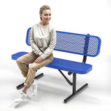 Heavy-Duty Outdoor Metal Bench, Thermoplastic-Coated, Portable, Weatherproof, Commercial-Grade for Parks, Gardens - Photo 1