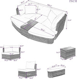 Quarte 6-Piece Patio Outdoor Conversation Round Sofa Set - Photo 3
