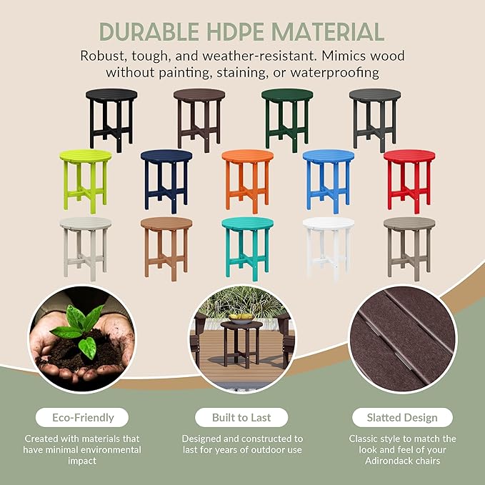 WestinTrends Dylan Adirondack Round Outdoor Side Table, Dark Brown
