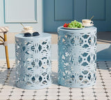 HFHOME Set of 3 Metal Outdoor Side Table, Nesting Round Coffee Table for Indoor Outdoor - Photo 2