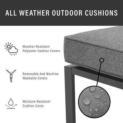 Crosley Furniture Clark Armless Outdoor Sectional Chair, Patio Chairs for Porch, Deck, Backyard, Balcony, Matte Black with Charcoal Cushions