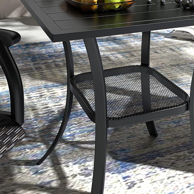 VICLLAX Small Square Outdoor Patio Table, All Weather Metal Outdoor Dining for Lawn Garden