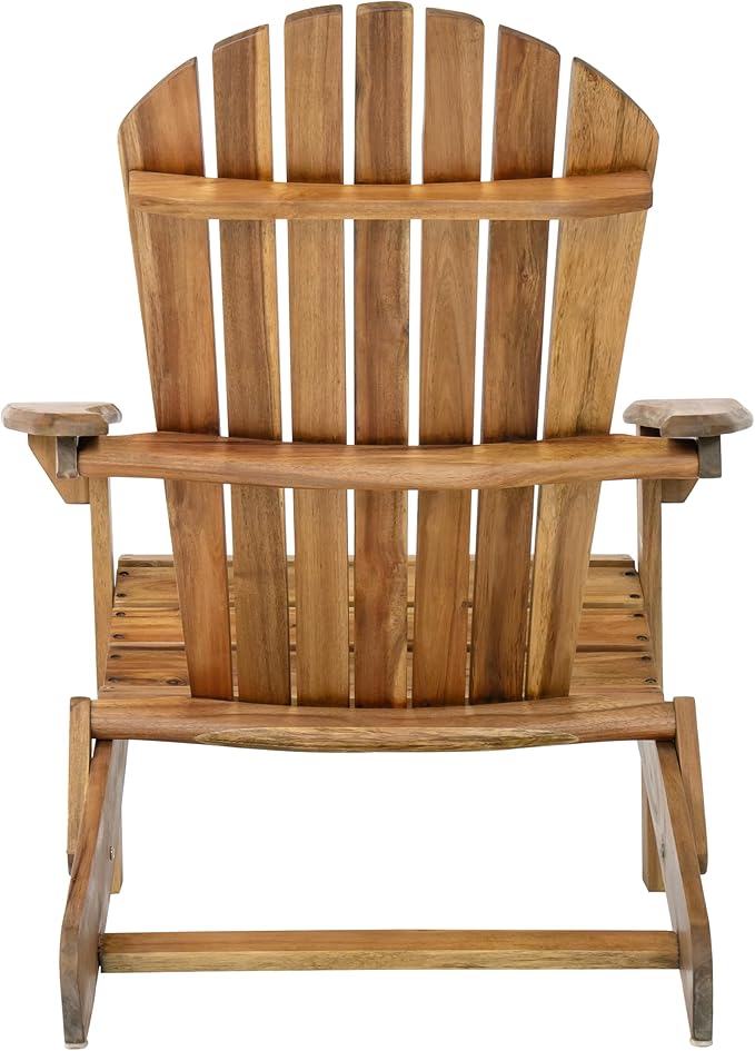Outdoor Folding Adirondack Lounge Chairs,Acacia Wood Patio Chairs,Slatted Seat and Back,Wooden Handrail Lawn Chairs,Suitable for Lawn, Swimming Pool and Garden (Natural Stained)