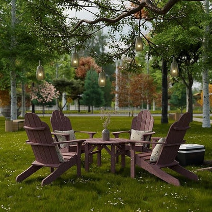 Wildridge Classic 33” Occasional Table, Cherrywood - Outdoor Weather Resistant Poly Conversation Table for Patio, Porch, Deck