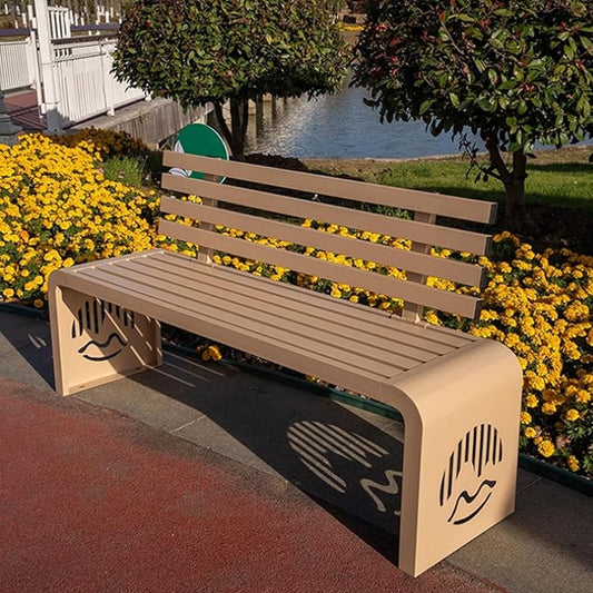 Outdoor Metal Garden Bench Galvanized Steel,Heavy-Duty Patio Benches Weatherproof with Backrest,Slatted Chair Laser engraving,1100lbs Load-Bearing,for Park Yard Deck(D,120*40*80cm/47.2*15.7*31.5in)