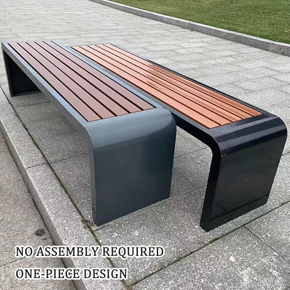 Metal Garden Bench, Patio Benches for Outdoors, Outside Backless Park Bench, 2-3 Seater Front Porch Benches, for Balcony, Park, Lounge(Silver,150cm/59in)