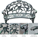 Antique-Style Metal Garden Bench with Back and Armrests - Photo 5