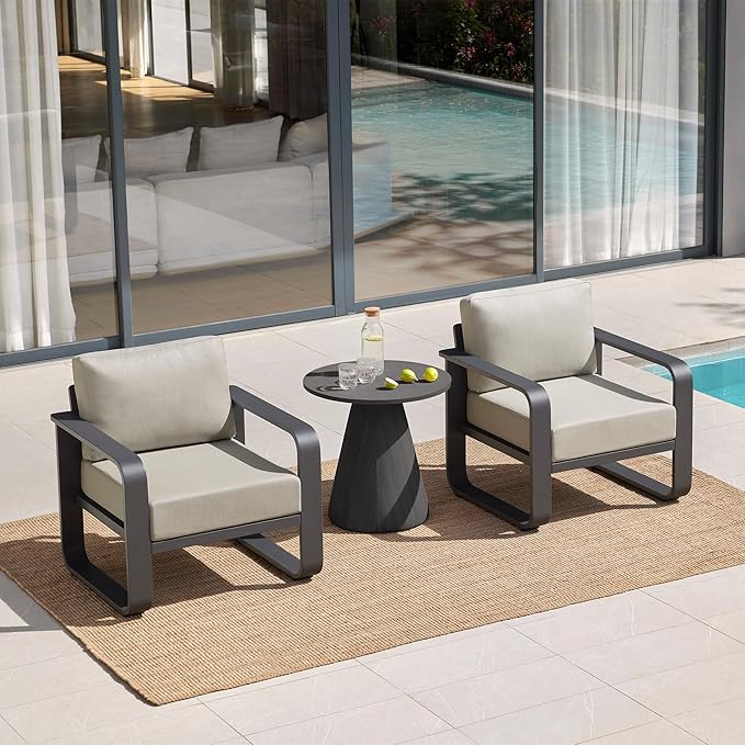 CHITA Outdoor Chairs Set of 2, Outdoor Furniture Set with 6.3in Thick High-Resilient Cushions & 100% Aluminum Frame, Modern Outdoor Patio Furniture Sofa Set for Poolside, Deck, Balcony