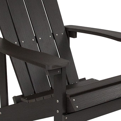 Flash Furniture Charlestown Indoor/Outdoor Faux Wood Adirondack Chairs, Weather-Resistant Polyresin Patio Adirondack Chairs, Set of 4, Navy