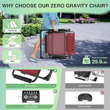 Suteck Oversized Zero Gravity Chair, 29In XL Outdoor Recliner Chair w/Removable Cushion&Headrest - Photo 5