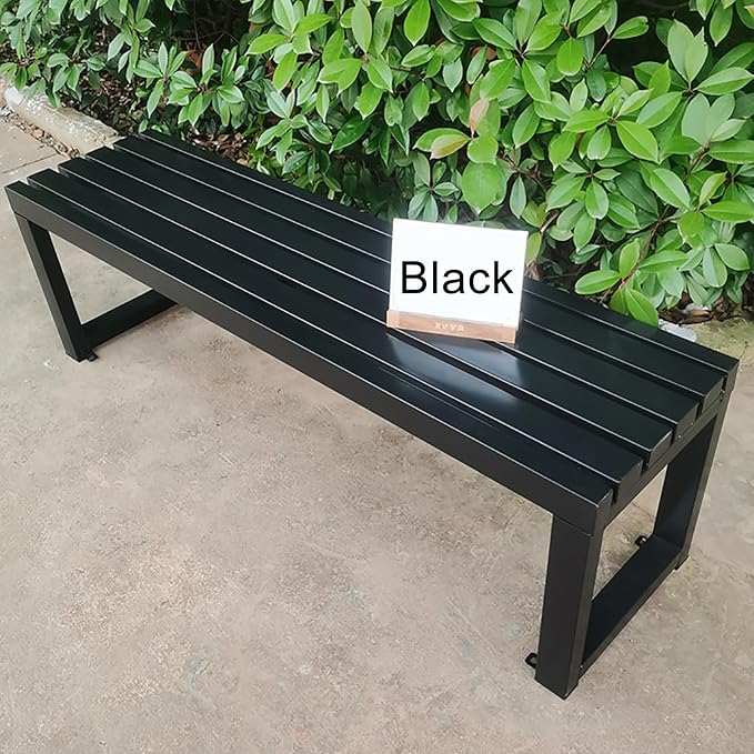 Outdoor Metal Garden Bench - Weatherproof Park Bench for Lawn, Patio, and Yard - Supports up to 800 Pounds, 47 Inch Length