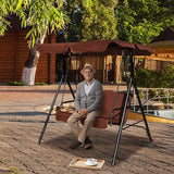 Tangkula 2 Person Porch Swing, Outdoor Swing with Removable Cushions, Solid Steel Structure - Photo 3