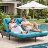 NICESOUL Double Chaise Lounge Outdoor, 51.2" Wide 2-Person Daybed with Independent Recline - Photo 3