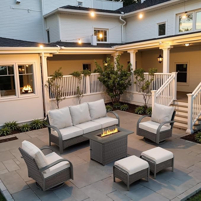 Belord Patio Furniture Set with Fire Pit Table - 50000 BTU Propane Fire Pit - Photo 2