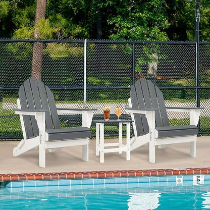 Aoodor HDPE Outdoor All-Weather Folding Adirondack Chair for Patio, Garden, Backyard, Lawn, Fire Pit, Set of 2, Gray