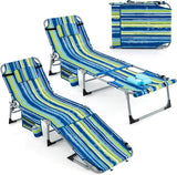 Giantex Set of 2 Tanning Chair with 5 Adjustable Position, Face & Arm Hole, Hand/Shoulder Strap, Removable Pillow - Photo 1