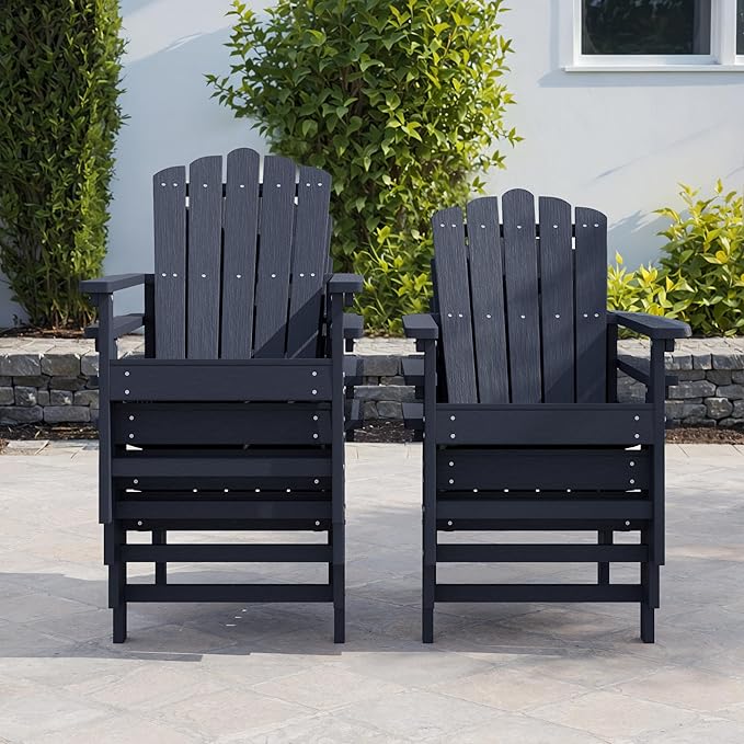 Stackable HDPE Adirondack Chairs Set of 2 – Durable, Weather-Resistant Outdoor Patio Seating - Photo 2