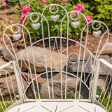 Zaer Ltd. Vintage Style Metal Patio Furniture with Heart Design Accents, Outdoor/Indoor Decor (Distressed White - Photo 6