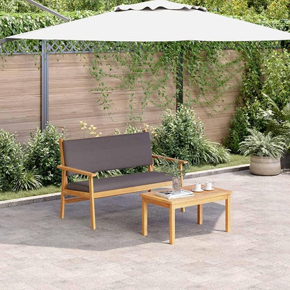 vidaXL Acacia Wood Outdoor Seating Set Includes 1 Bench and 2 Chairs with Cushions Weather Resistant Patio Furniture for Garden Balcony Durable Traditional Design Wooden Chair Cushioned