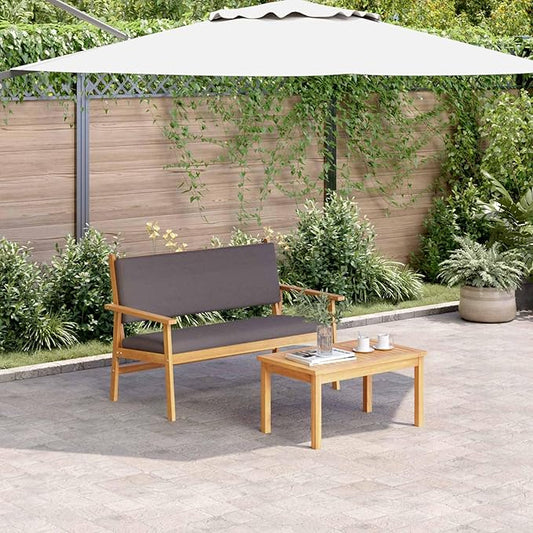 vidaXL Acacia Wood Outdoor Seating Set Includes 1 Bench and 2 Chairs with Cushions Weather Resistant Patio Furniture for Garden Balcony Durable Traditional Design Wooden Chair Cushioned
