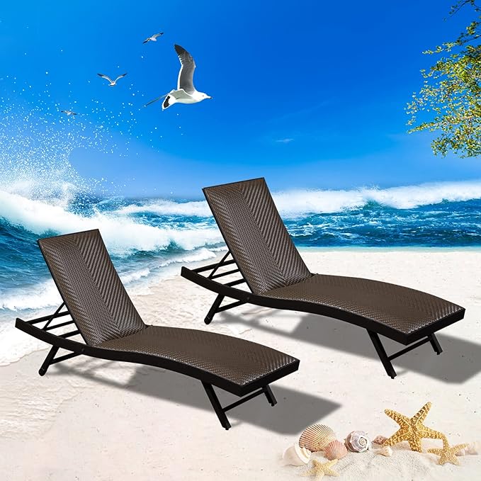 Domi 2 PCS Outdoor Chaise Lounge Set - Photo 1