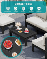 SERWALL 3 Pieces Patio Conversation Set, All-Weather HDPE Outdoor Sofas with Cushions and Coffee Table - Photo 6