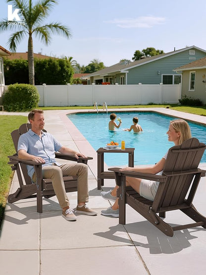 KINGYES Adjustable Folding Adirondack Chair, 3-Position Reclining Adirondack Chairs with Cup Holder, HDPE All-Weather Oversized Adirondack for Outdoor, Patio, Fire Pit, Coffee