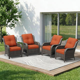 4 Piece Outdoor Wicker Patio Furniture Set, Patio Chairs Set of 4 with Thickened Olefin Cushions - Photo 1