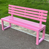 Metal Garden Bench, Outdoor Patio Park Benches, Front Porch Colorful Bench with Backrest, Slatted Chair for Poolside - Photo 1